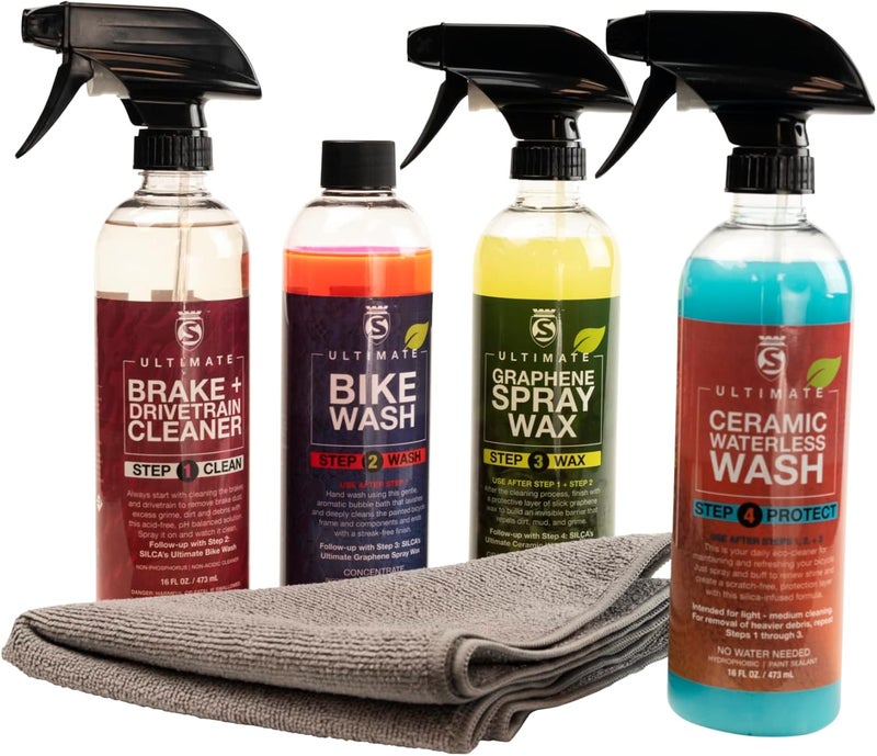 SILCA Bike Spa - Ultimate bike Wash: Eco-Friendly Bubble Bath Concentrate - Advanced Surfactants Encapsulates Dirt - Cherry Glow Scent - 16oz Bottle - Step 2 in the Bike SPA collection - Image 1